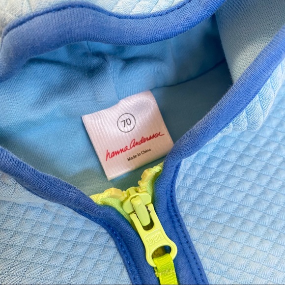 Hanna Andersson elephant alligator animal green blue quilt zip up hoodie jacket - Picture 4 of 6